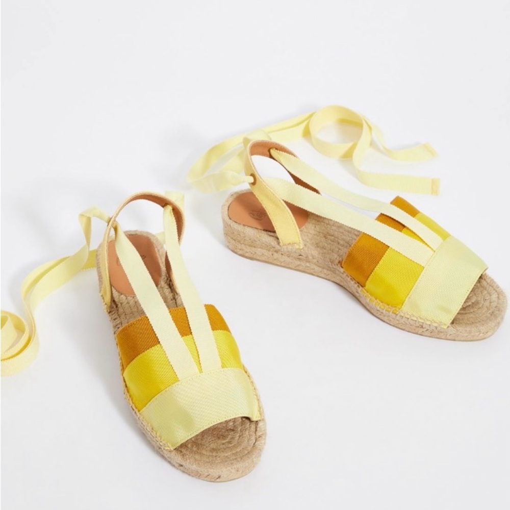 Castaner Ankle-Tie Espadrille Sandals in  Yellow